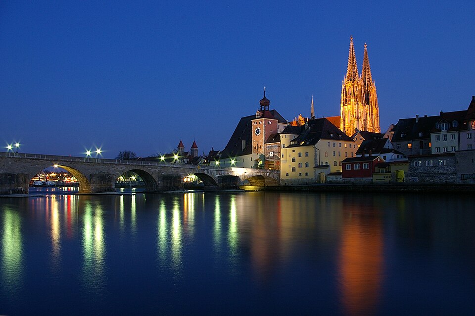 Old town of Regensburg with Stadtamhof, Germany